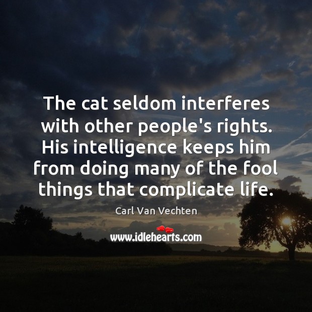 The cat seldom interferes with other people’s rights. His intelligence keeps him Carl Van Vechten Picture Quote