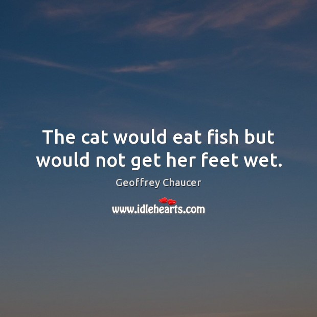 The cat would eat fish but would not get her feet wet. Geoffrey Chaucer Picture Quote