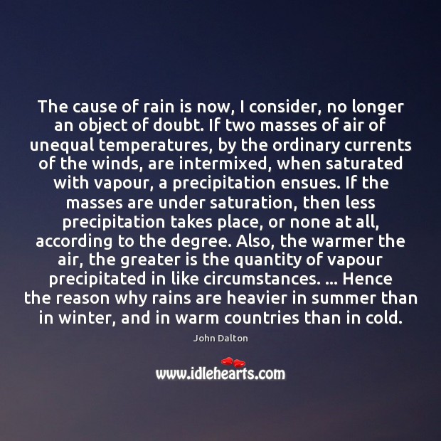 The cause of rain is now, I consider, no longer an object Winter Quotes Image