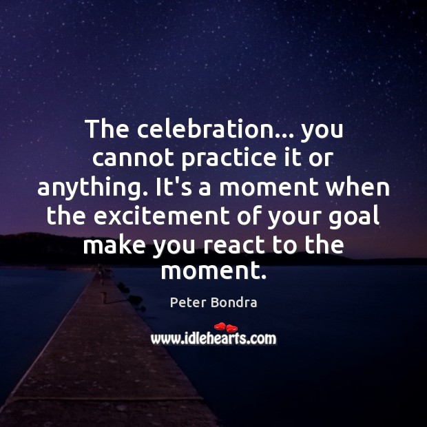 The celebration… you cannot practice it or anything. It’s a moment when Peter Bondra Picture Quote