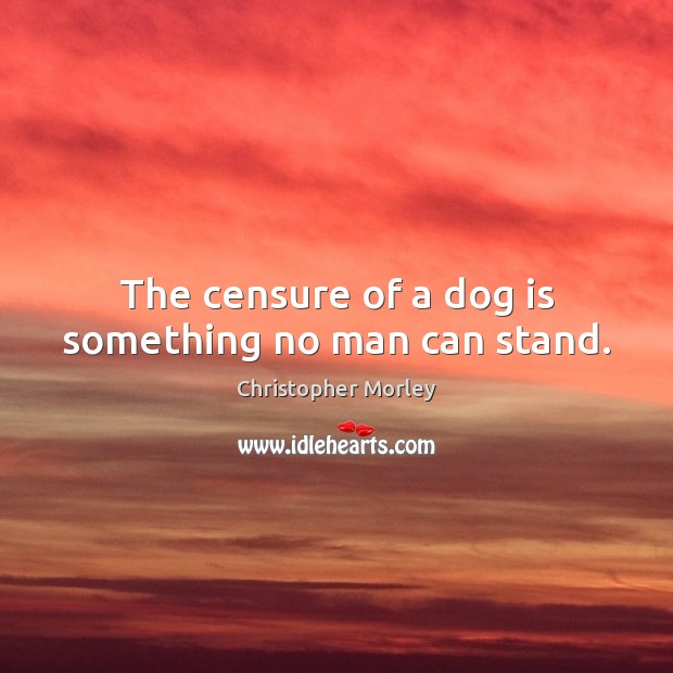 The censure of a dog is something no man can stand. Christopher Morley Picture Quote