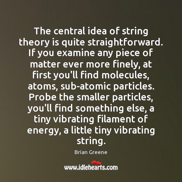 The central idea of string theory is quite straightforward. If you examine Brian Greene Picture Quote
