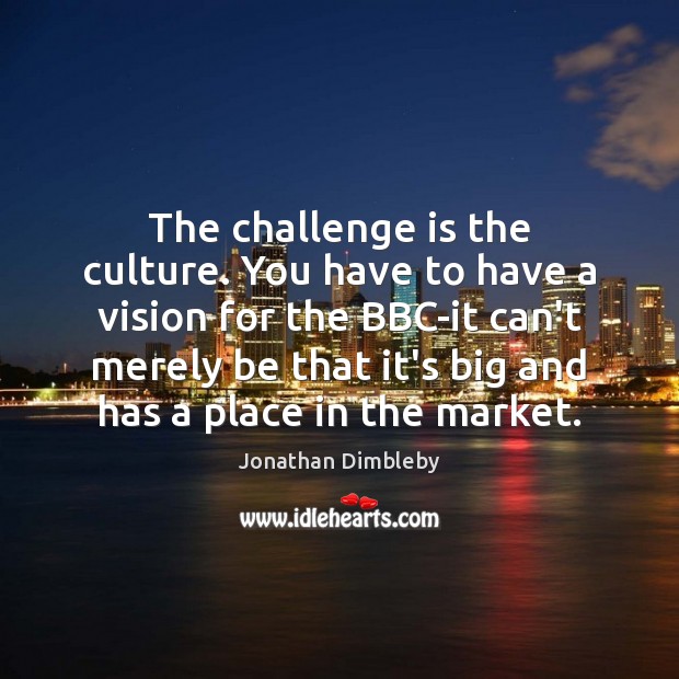The challenge is the culture. You have to have a vision for Image