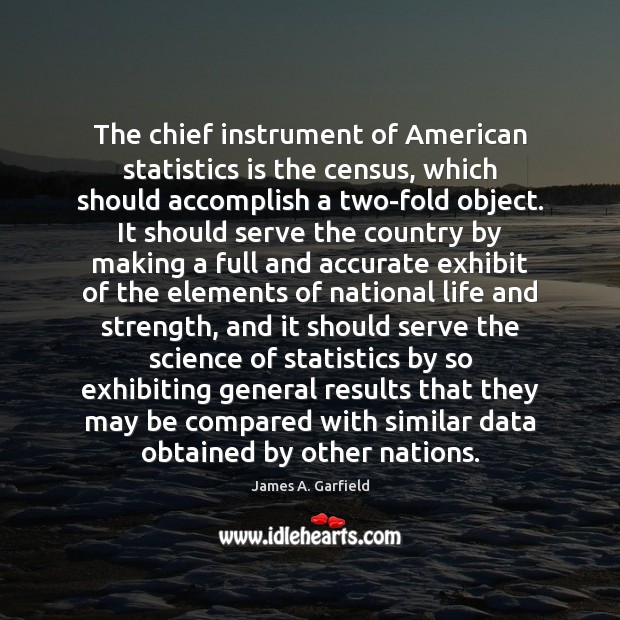 The chief instrument of American statistics is the census, which should accomplish James A. Garfield Picture Quote
