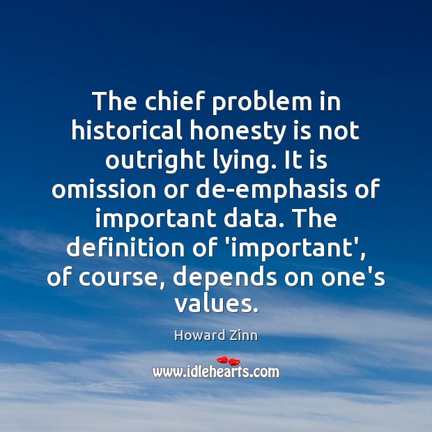 The chief problem in historical honesty is not outright lying. It is 