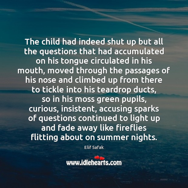 The child had indeed shut up but all the questions that had Elif Safak Picture Quote