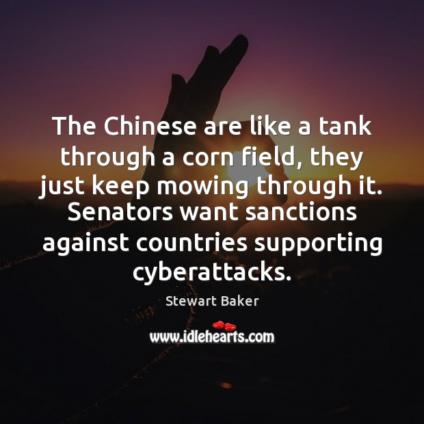 The Chinese are like a tank through a corn field, they just Stewart Baker Picture Quote