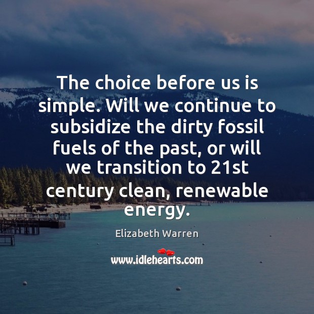 The choice before us is simple. Will we continue to subsidize the Elizabeth Warren Picture Quote