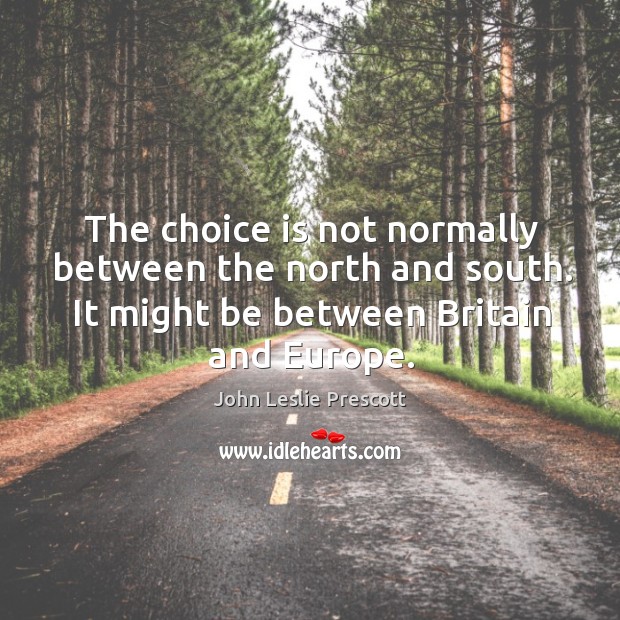 The choice is not normally between the north and south. It might be between britain and europe. John Leslie Prescott Picture Quote