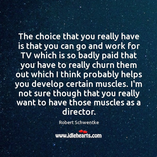 The choice that you really have is that you can go and Robert Schwentke Picture Quote