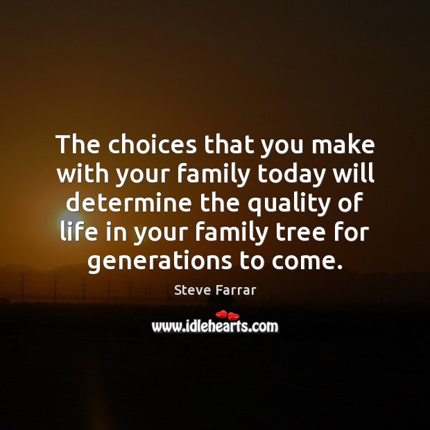 The choices that you make with your family today will determine the Image