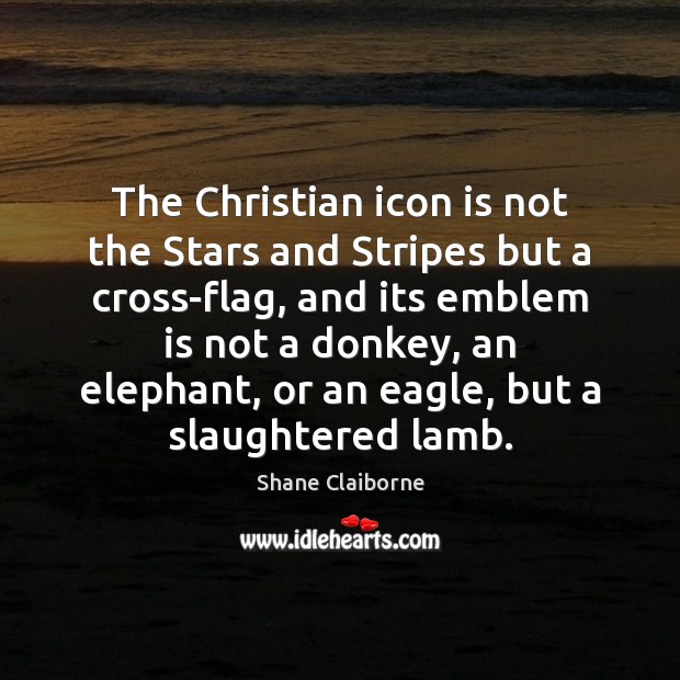 The Christian icon is not the Stars and Stripes but a cross-flag, Image