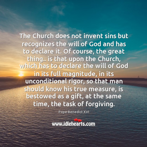 The Church does not invent sins but recognizes the will of God Image