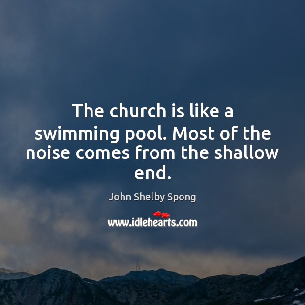The church is like a swimming pool. Most of the noise comes from the shallow end. John Shelby Spong Picture Quote