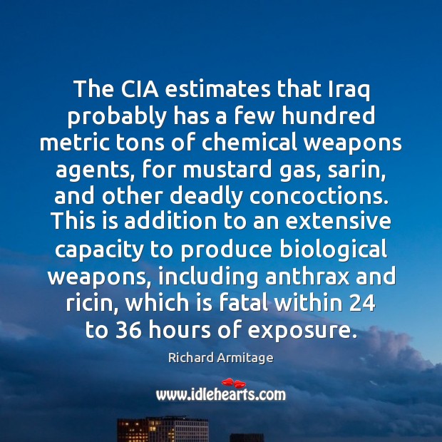 The CIA estimates that Iraq probably has a few hundred metric tons Image