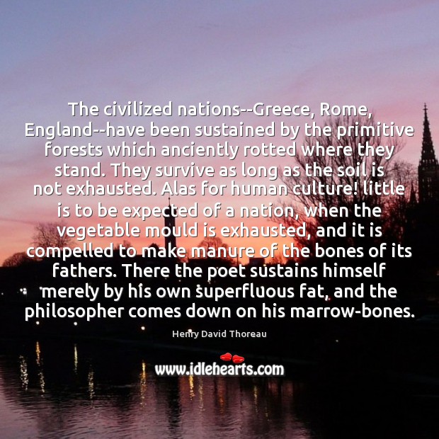 The civilized nations–Greece, Rome, England–have been sustained by the primitive forests which 