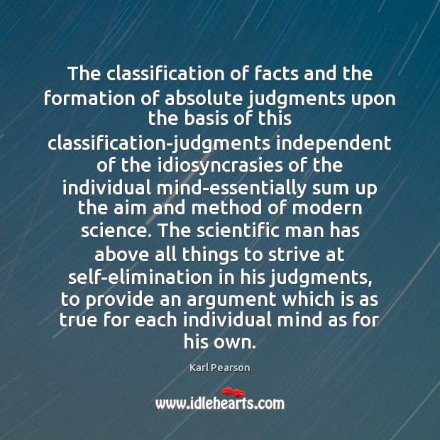 The classification of facts and the formation of absolute judgments upon the Image