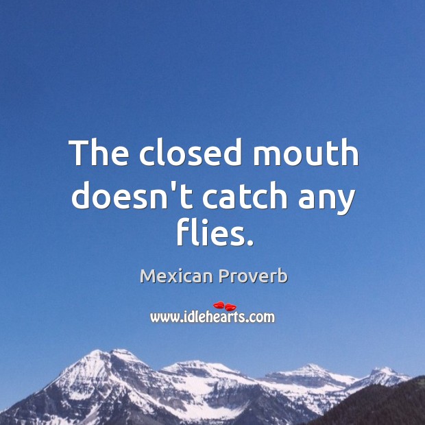 The closed mouth doesn’t catch any flies. Mexican Proverbs Image