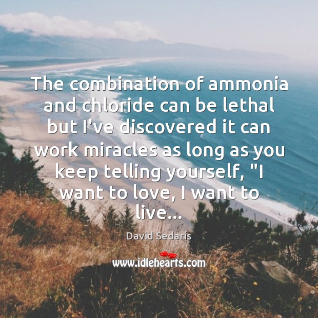 The combination of ammonia and chloride can be lethal but I’ve discovered David Sedaris Picture Quote