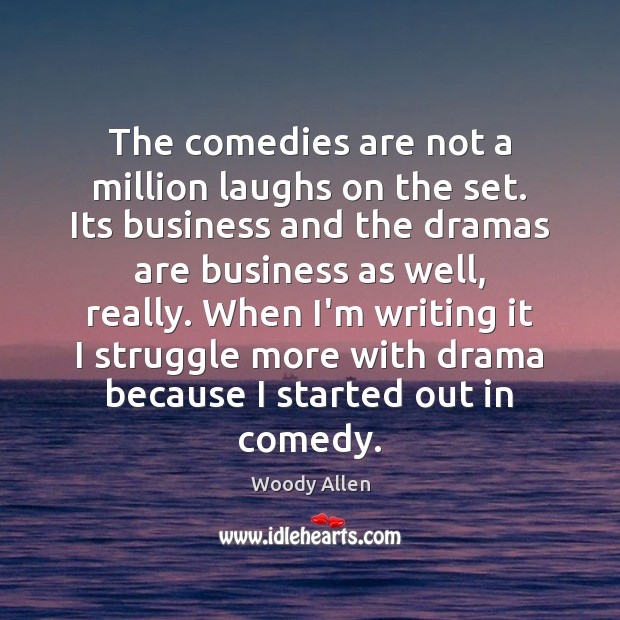 The comedies are not a million laughs on the set. Its business Woody Allen Picture Quote