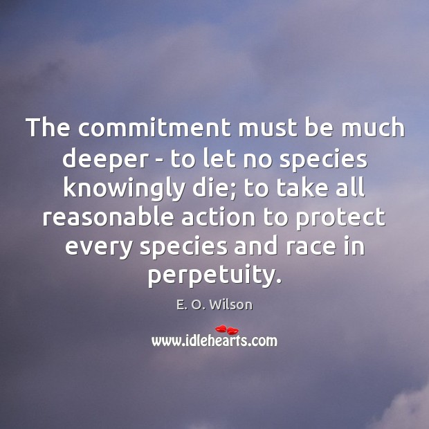 The commitment must be much deeper – to let no species knowingly E. O. Wilson Picture Quote