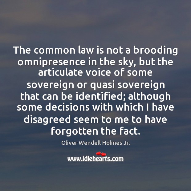 The common law is not a brooding omnipresence in the sky, but Oliver Wendell Holmes Jr. Picture Quote