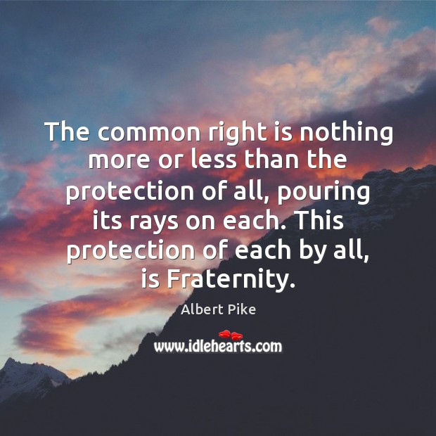 The common right is nothing more or less than the protection of Albert Pike Picture Quote
