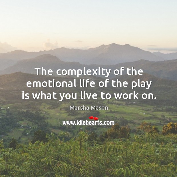 The complexity of the emotional life of the play is what you live to work on. Image