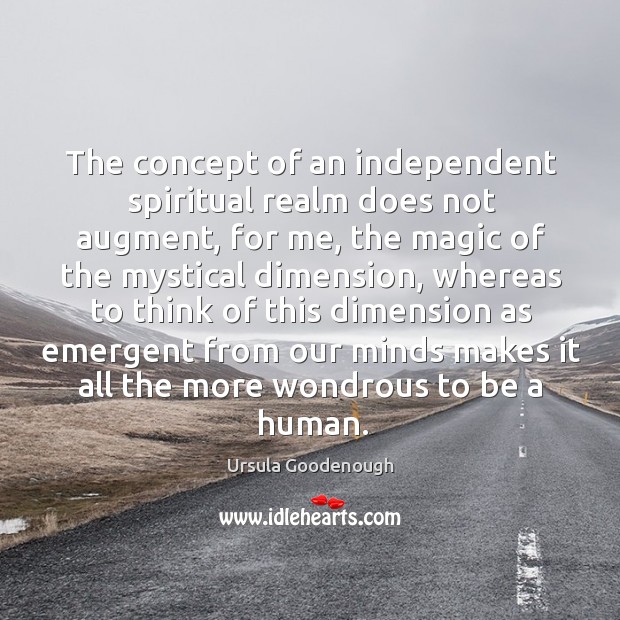 The concept of an independent spiritual realm does not augment, for me, Ursula Goodenough Picture Quote