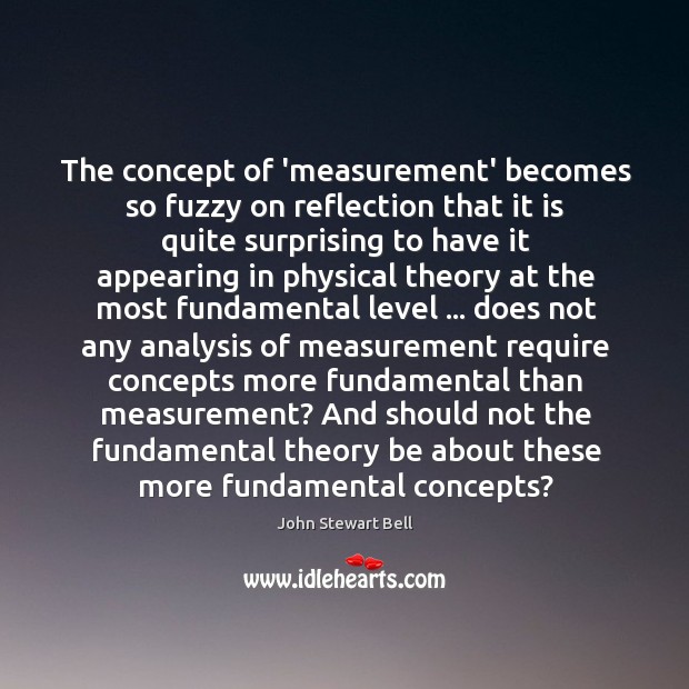 The concept of ‘measurement’ becomes so fuzzy on reflection that it is John Stewart Bell Picture Quote