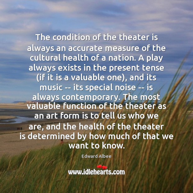 The condition of the theater is always an accurate measure of the Image