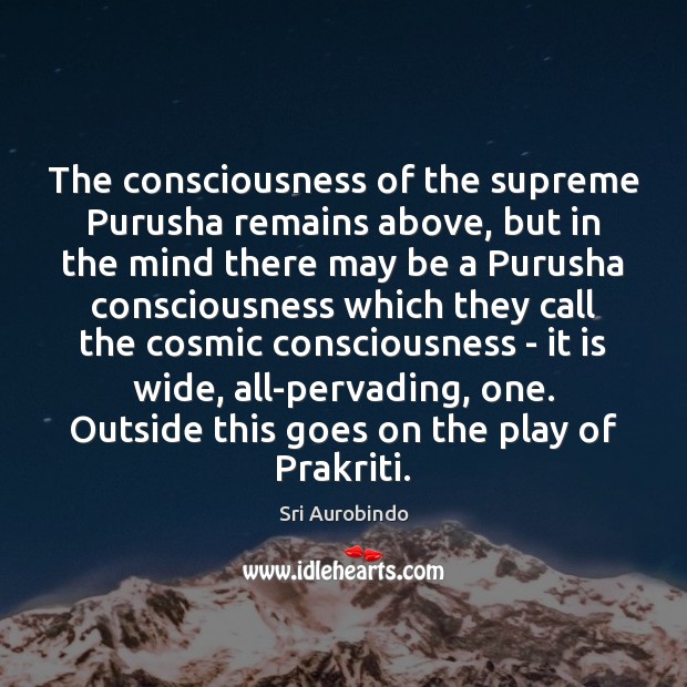 The consciousness of the supreme Purusha remains above, but in the mind Sri Aurobindo Picture Quote