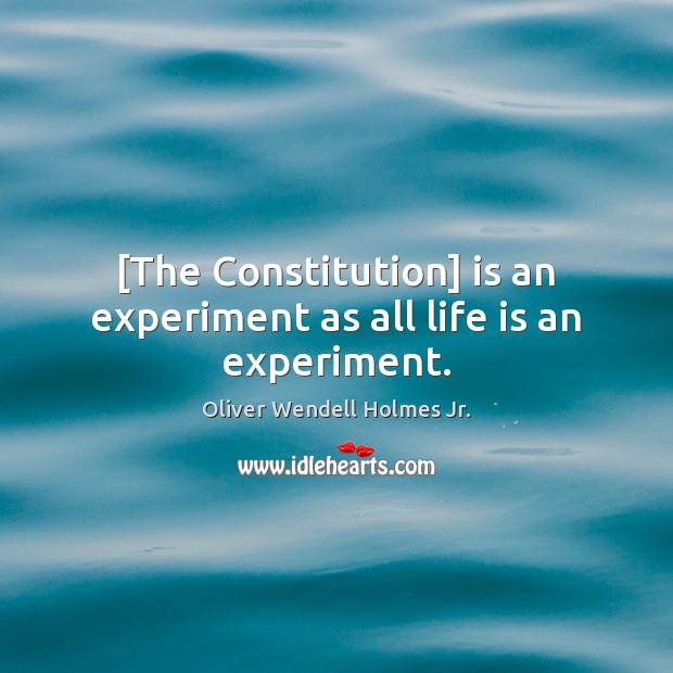 [The Constitution] is an experiment as all life is an experiment. Oliver Wendell Holmes Jr. Picture Quote