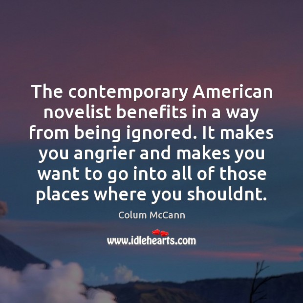 The contemporary American novelist benefits in a way from being ignored. It Image