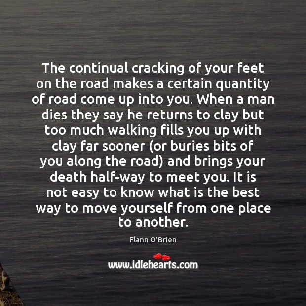 The continual cracking of your feet on the road makes a certain Flann O’Brien Picture Quote