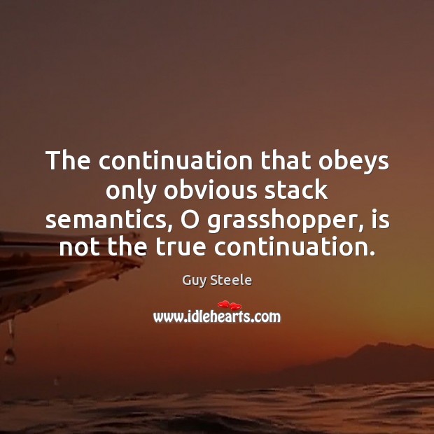 The continuation that obeys only obvious stack semantics, O grasshopper, is not Guy Steele Picture Quote