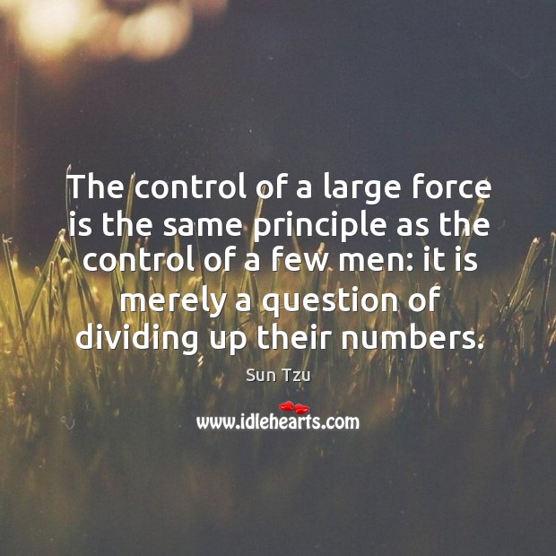 The control of a large force is the same principle as the Sun Tzu Picture Quote