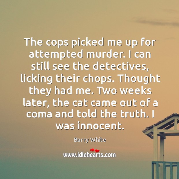 The cops picked me up for attempted murder. I can still see the detectives Barry White Picture Quote