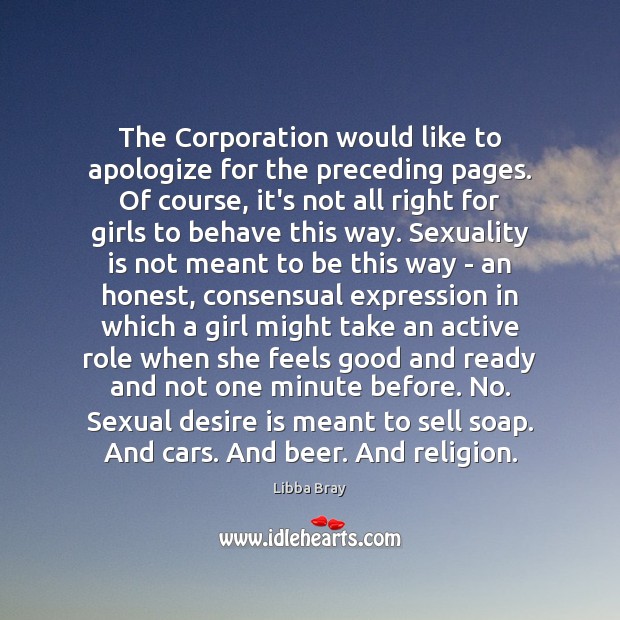 The Corporation would like to apologize for the preceding pages. Of course, Desire Quotes Image