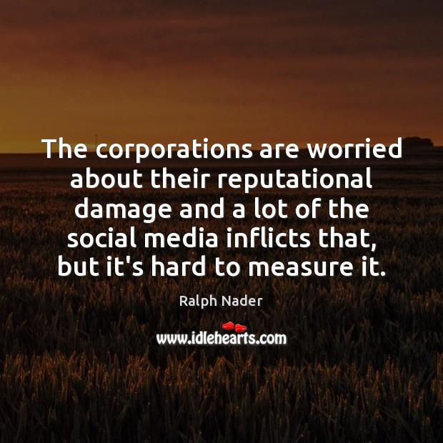 The corporations are worried about their reputational damage and a lot of Ralph Nader Picture Quote