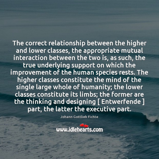 The correct relationship between the higher and lower classes, the appropriate mutual Image