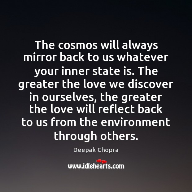 The cosmos will always mirror back to us whatever your inner state Deepak Chopra Picture Quote