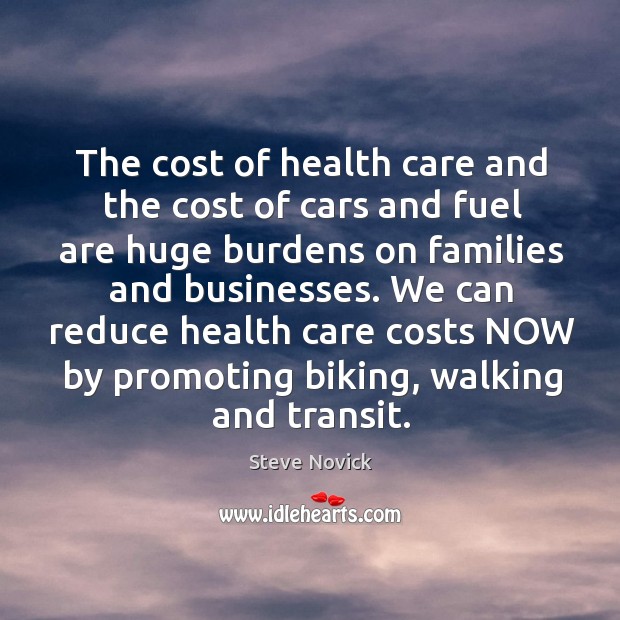 The cost of health care and the cost of cars and fuel Steve Novick Picture Quote