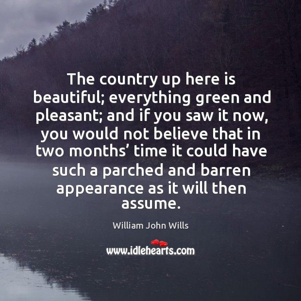 The country up here is beautiful; everything green and pleasant; and if you saw it now William John Wills Picture Quote