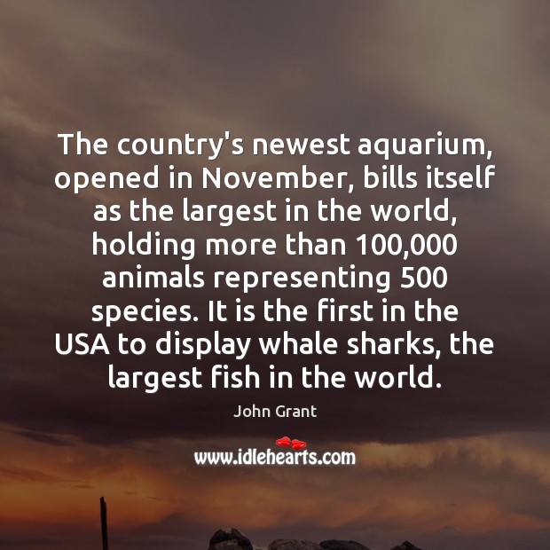 The country’s newest aquarium, opened in November, bills itself as the largest John Grant Picture Quote