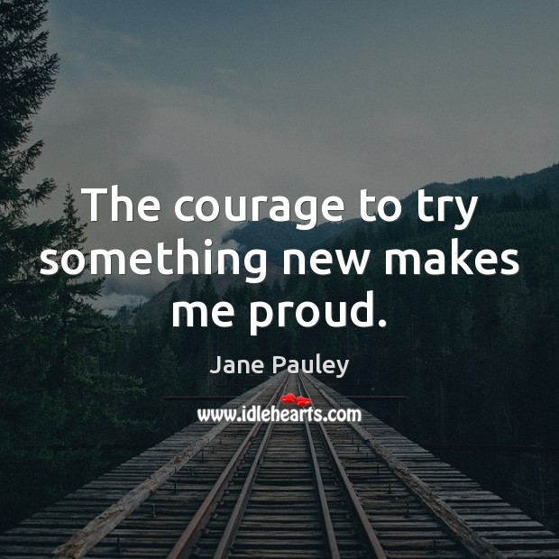 The courage to try something new makes me proud. Jane Pauley Picture Quote