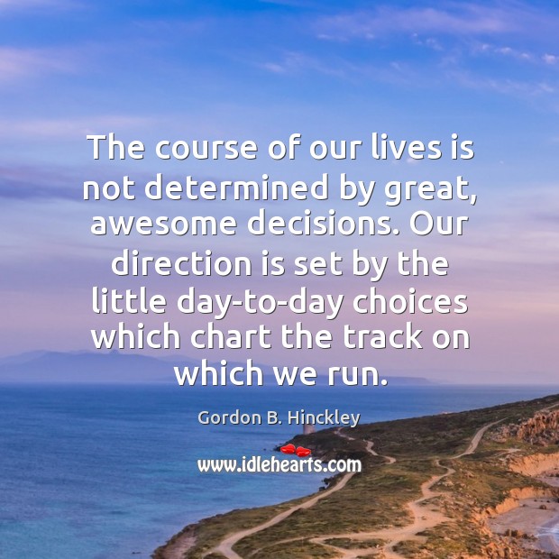 The course of our lives is not determined by great, awesome decisions. 