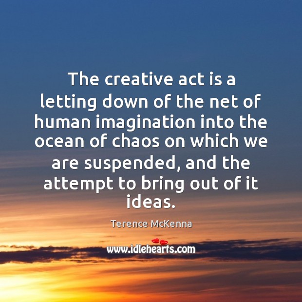 The creative act is a letting down of the net of human Terence McKenna Picture Quote