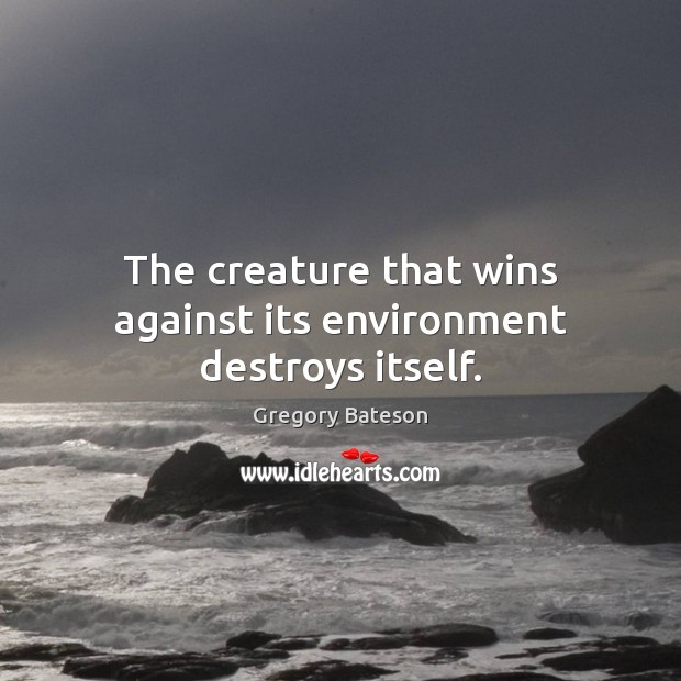 The creature that wins against its environment destroys itself. Image