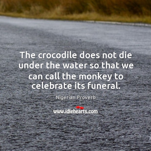 The crocodile does not die under the water Nigerian Proverbs Image